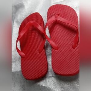Red Thick Sole Flip Flops- Size: 9-10